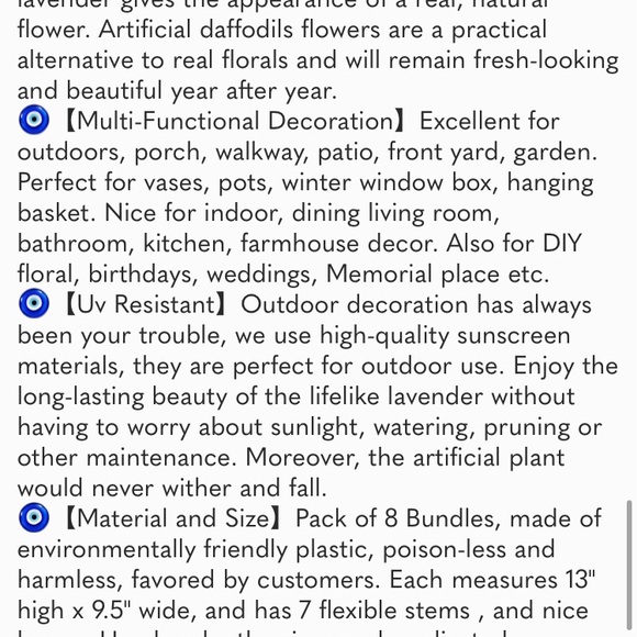 8Bundles Artificial Daffodils Flowers,FakeArtificial Greenery UVResistant(White) - Picture 8 of 9